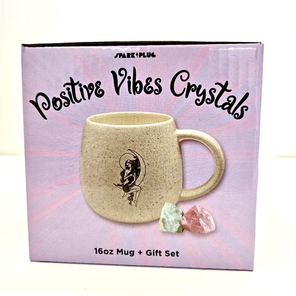 Other - NEW Mug Gift Set with Healing Crystals Positive Vibes Spark Plug Coffee tea 16oz